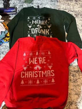 Christmas Graphic Sweatshirt Duo - Red & Forest Green